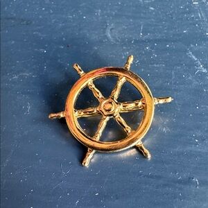 Gold Ship Wheel Decorative brooch pin nautical